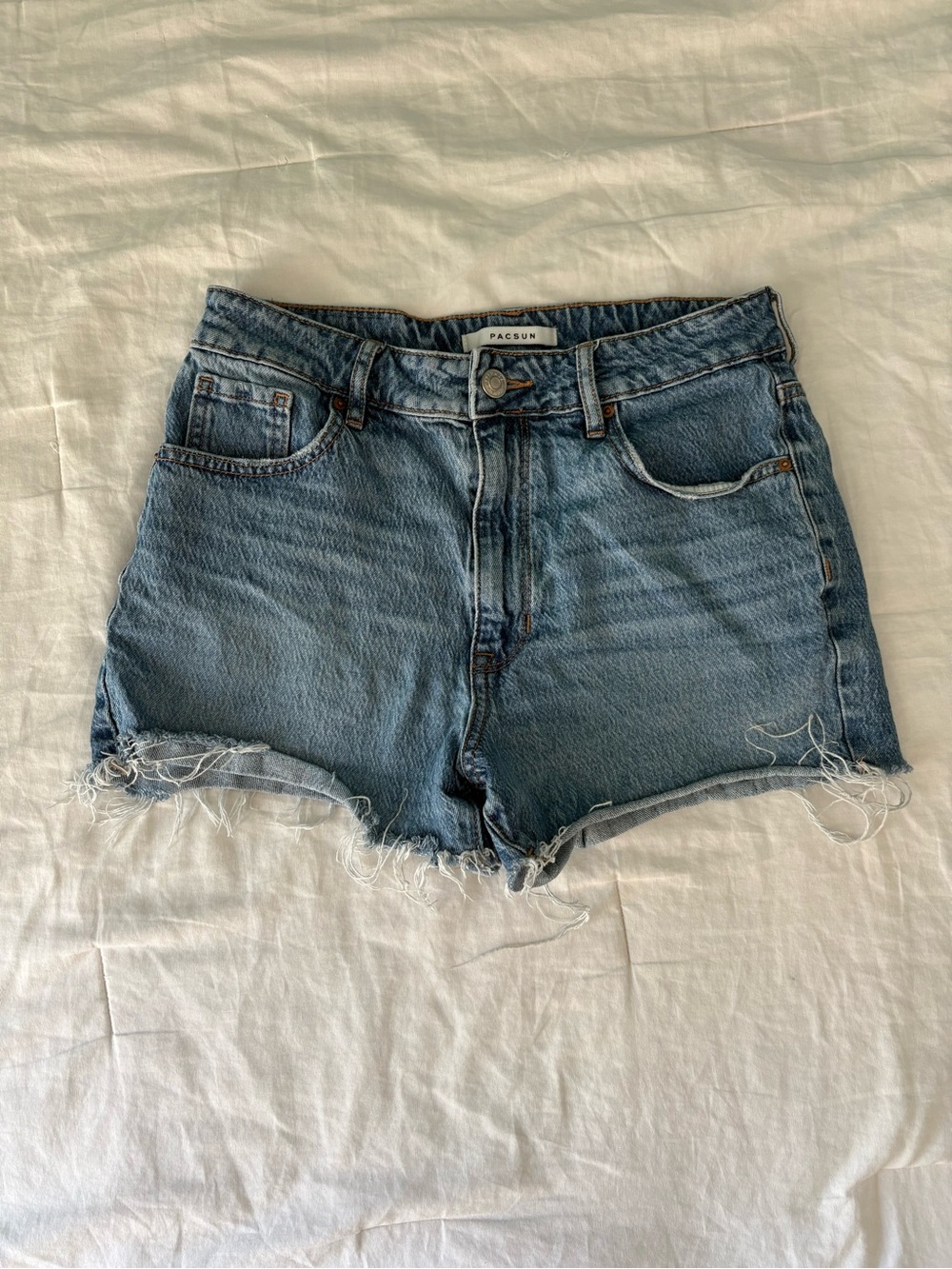 PacSun Distressed Light Blue High-Rise Denim Cutoff Shorts